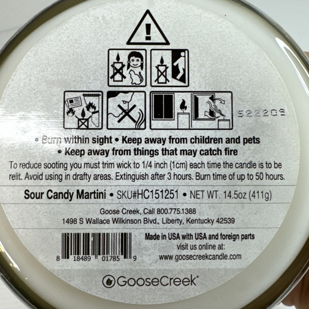 Goose Creek HALLOWEEN Sour Candy Martini ~ 3-Wick Candle BRAND NEW! - Picture 4 of 5